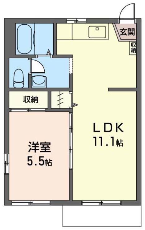 サンモール幕張B(1LDK/1階)の間取り写真