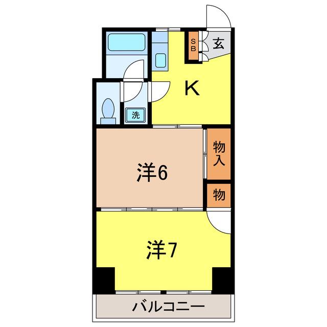 グリーンコーポ(2DK/3階)の間取り写真