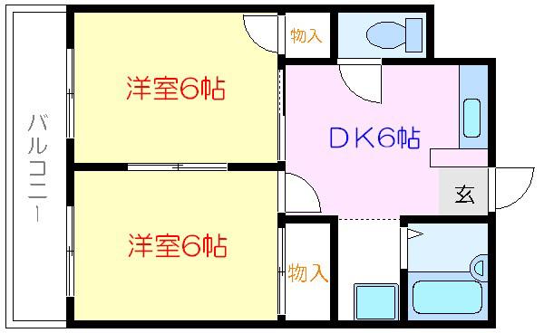ハイムジョイフル(2DK/4階)の間取り写真