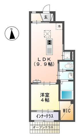 GNO.1 四方良(1LDK/1階)の間取り写真