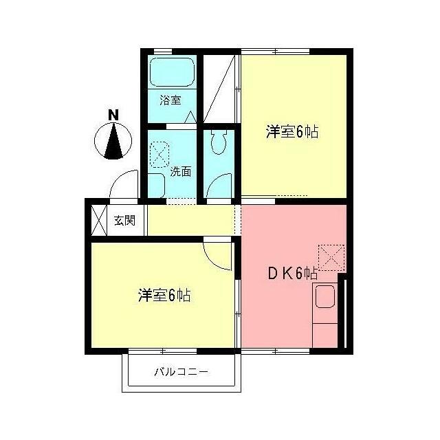 アベニュー西湘(2DK/2階)の間取り写真