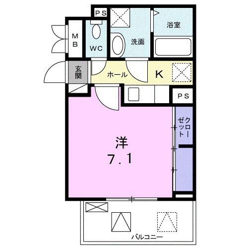 ファーストスプリング(1K/3階)の間取り写真