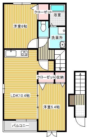白山ヒルズ(2LDK/2階)の間取り写真