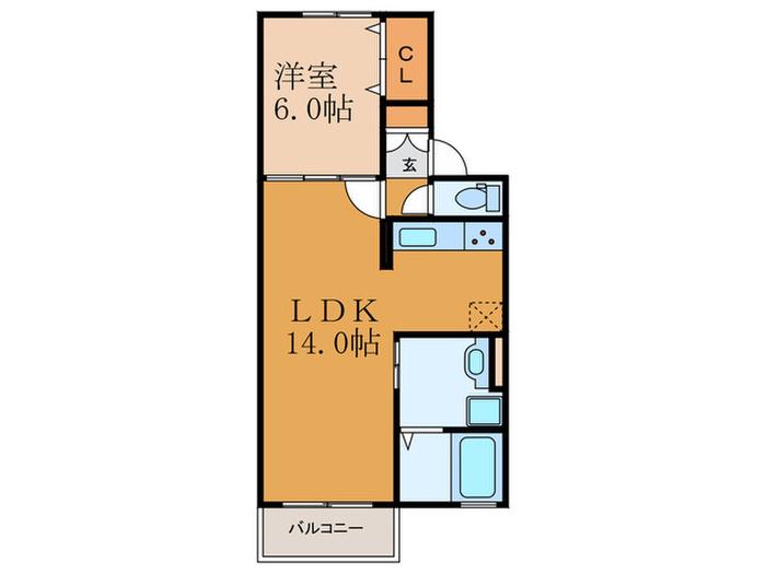 プリマコートI(1LDK/1階)の間取り写真