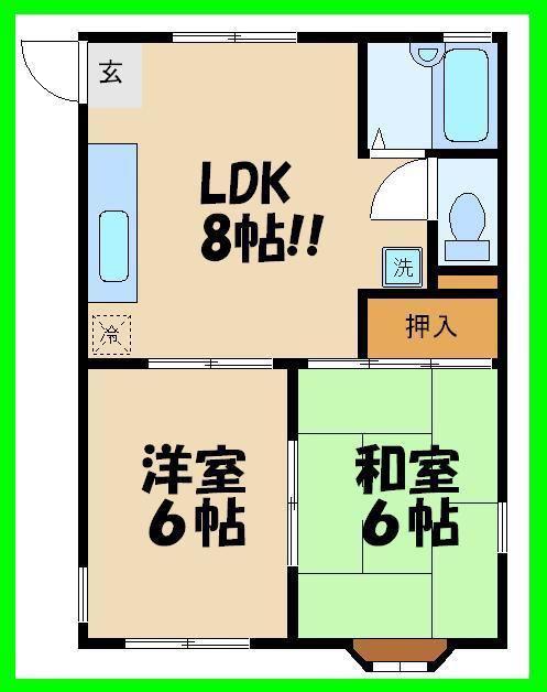 メープルハイツ(2LDK/2階)の間取り写真