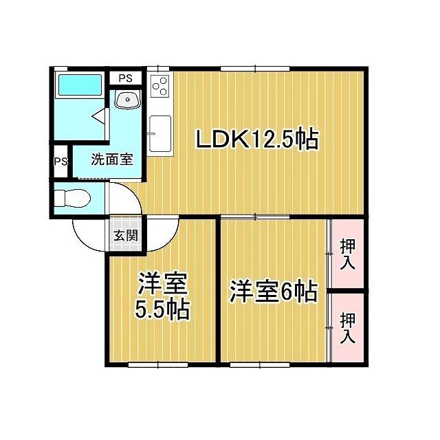 カーサミニオン(2LDK/1階)の間取り写真