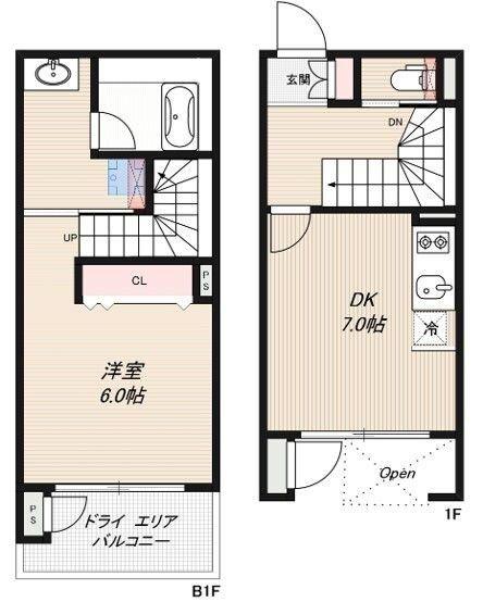 LEGALAND千石(1DK/B1階)の間取り写真