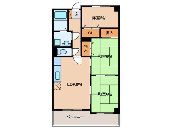 ケイエル姪浜(3LDK/3階)の間取り写真
