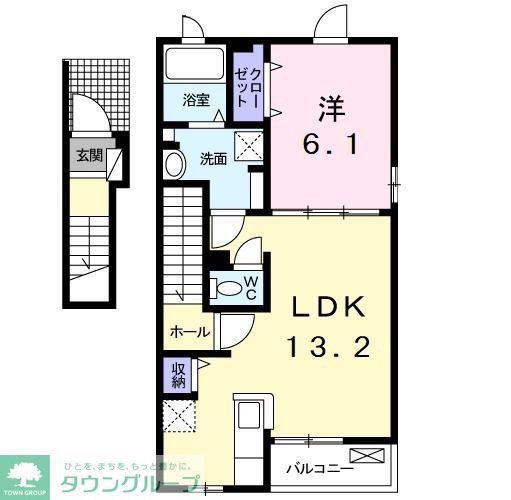 ノーブルM(1LDK/2階)の間取り写真