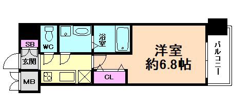 レジュールアッシュ塚本レジデンス(1K/5階)の間取り写真