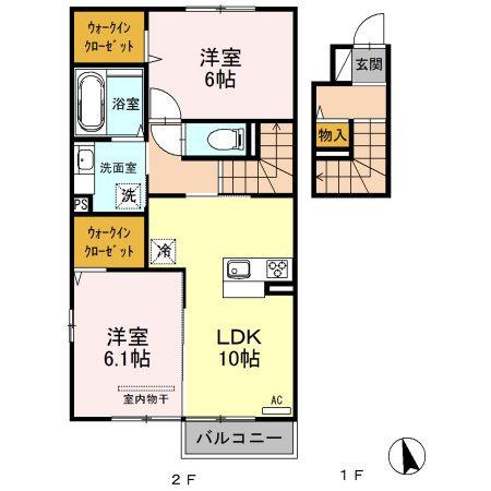 サンフラワー(2LDK/2階)の間取り写真