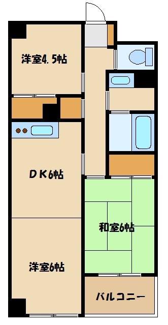 K HOUSE 1(3DK/3階)の間取り写真
