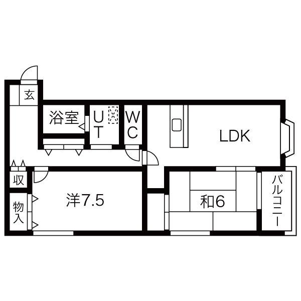 シャルム蓮池(2LDK/2階)の間取り写真