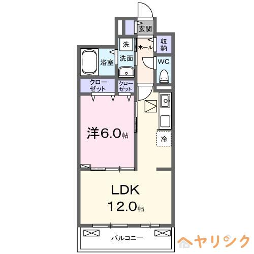 ローレル(1LDK/2階)の間取り写真
