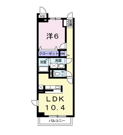 ジュネスM(1LDK/2階)の間取り写真