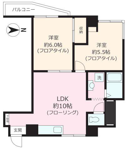 白山スカイビュー(2LDK/10階)の間取り写真