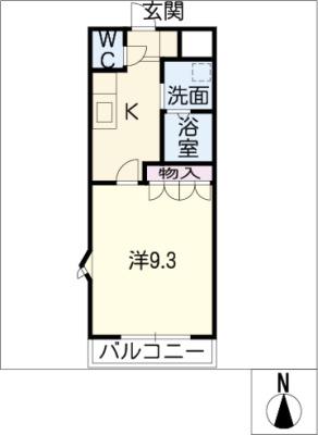 レインボーシティ・SII(1K/2階)の間取り写真
