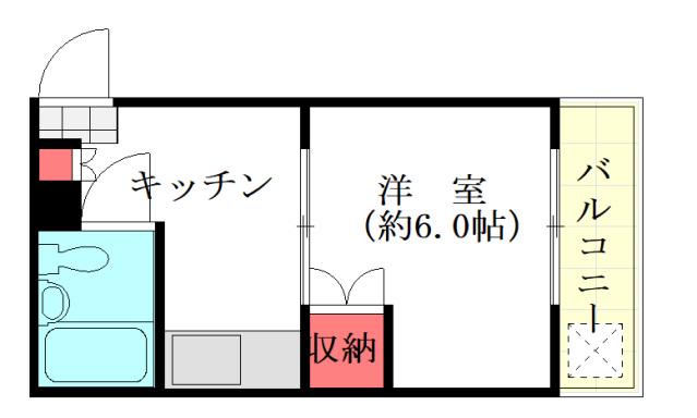 サムソン都町(1K/3階)の間取り写真
