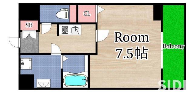 プラディオ徳庵セレニテ(1K/8階)の間取り写真