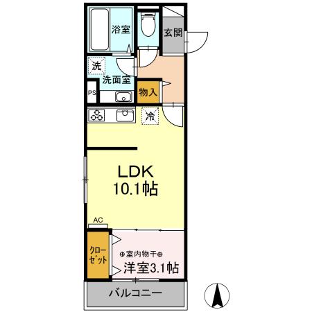 グランアージュ泉中央(1LDK/2階)の間取り写真