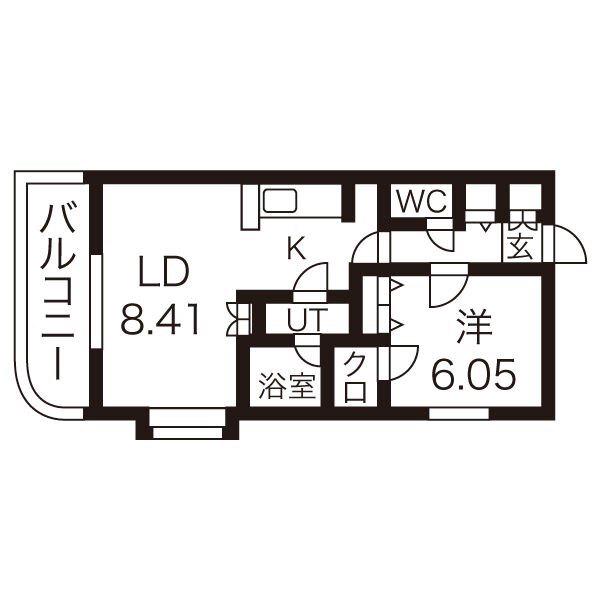 BRUN POMMIER(1LDK/1階)の間取り写真