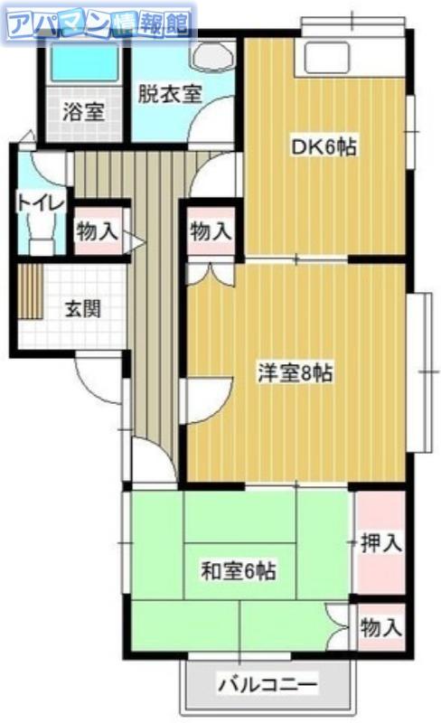 梨本ハイランドC(2DK/1階)の間取り写真