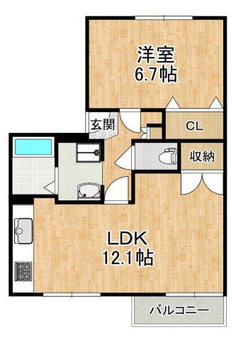 タウニィハイツ金剛(1LDK/2階)の間取り写真