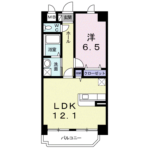 カルフール 千歳(1LDK/5階)の間取り写真