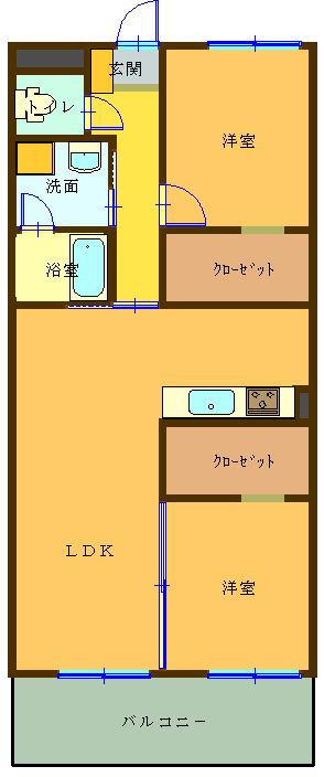P-ARK MUSASHI 9(2LDK/2階)の間取り写真