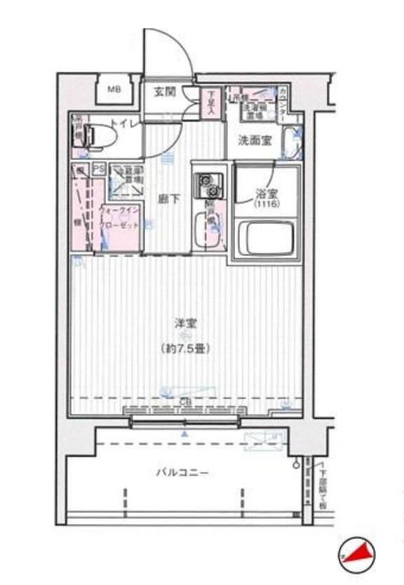 プレールドゥーク新宿御苑II(1K/4階)の間取り写真