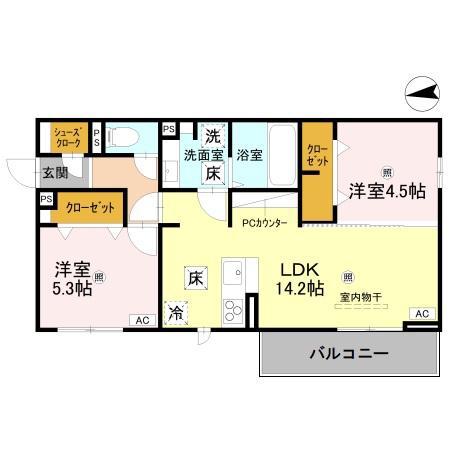 D REGALO米松(2LDK/1階)の間取り写真