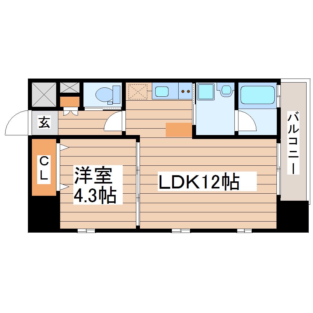 ヴィアーレ木ノ下二丁目(1LDK/5階)の間取り写真