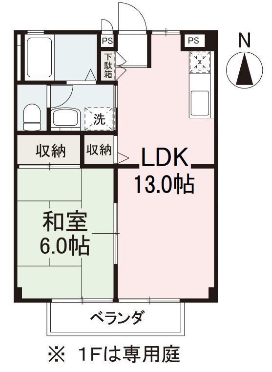 フォブール八栗(1LDK/1階)の間取り写真