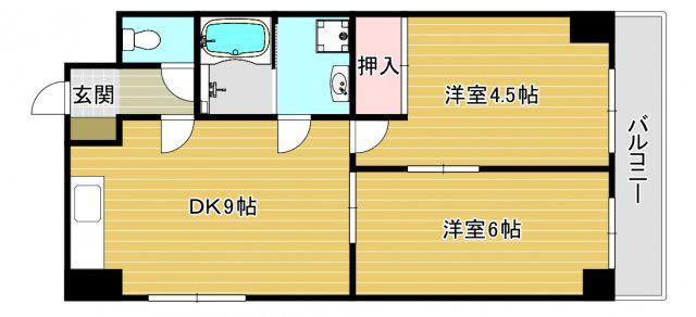 アムール佃(2DK/3階)の間取り写真