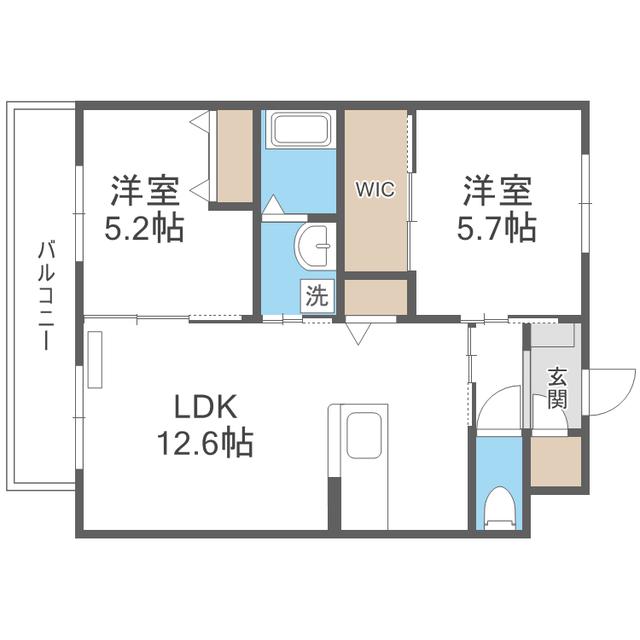 SUN PEARL HILLS(2LDK/2階)の間取り写真