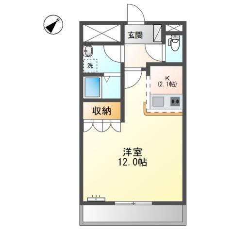 ステージ燦々(1K/1階)の間取り写真