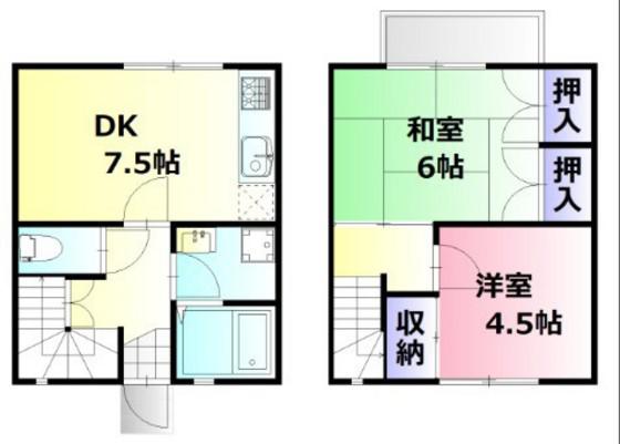 山本メゾネット C(2DK/1階)の間取り写真