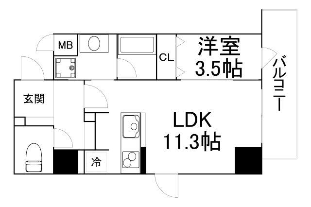 パンセ新町(1LDK/7階)の間取り写真