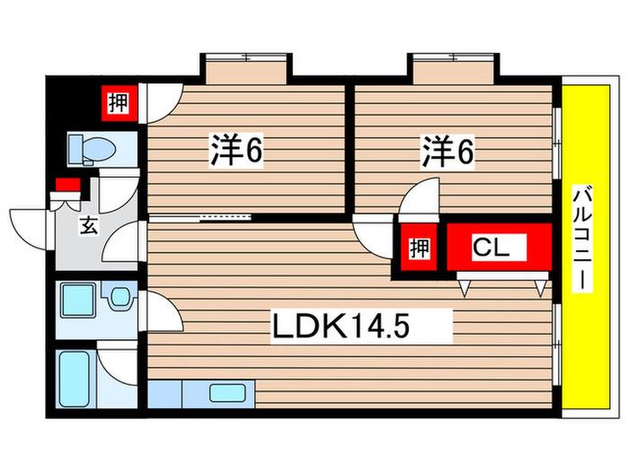 リシェスコート落合(2LDK/2階)の間取り写真