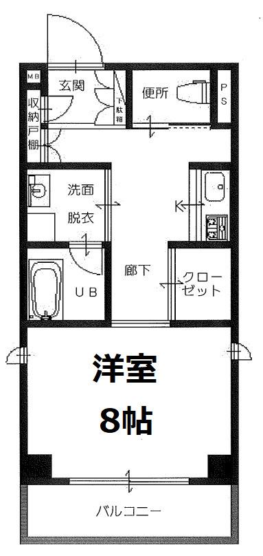 サンライズSC(1K/2階)の間取り写真