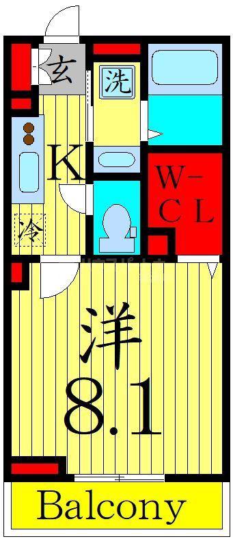 エクセリア南花畑II(1K/2階)の間取り写真