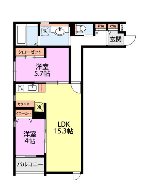 COMMON南出来島3号棟(2LDK/2階)の間取り写真