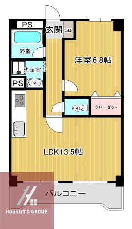 カーサ土佐堀(1LDK/3階)の間取り写真