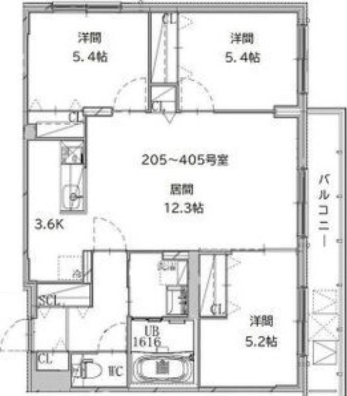セントポーリアシュシュ(3LDK/4階)の間取り写真