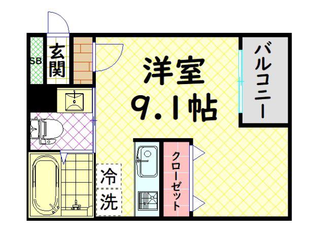 CASA七道(ワンルーム/2階)の間取り写真