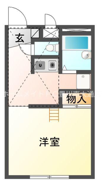 ブレジオ谷川(1K/1階)の間取り写真