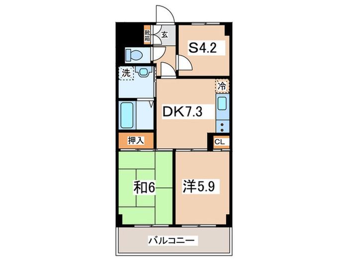 プリムローズ菊名壱番館(2SDK/1階)の間取り写真