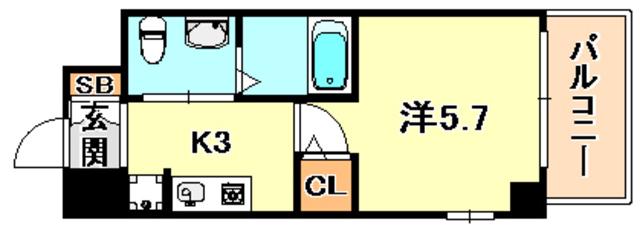 エスリード神戸ウエスト(1K/6階)の間取り写真