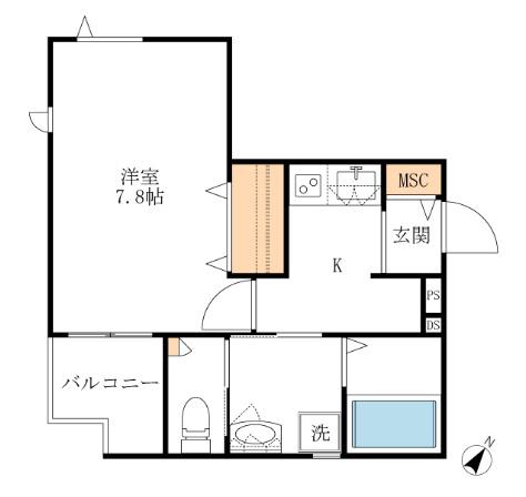 AF エムハウス(1K/3階)の間取り写真