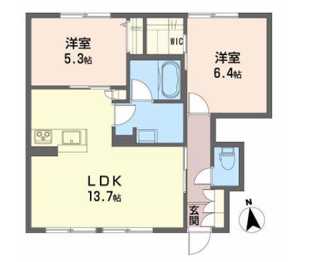 シャーメゾン ルボワ A棟(2LDK/1階)の間取り写真